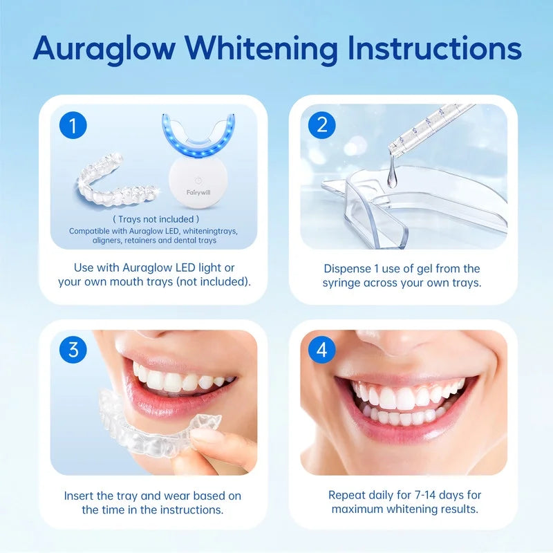 Super Whitening Gel for Sensitive Teeth, 3*3Ml Whitening Gel and 1*3Ml Anti-Sensitive Gel, Safe and Fast and Gentle Teeth
