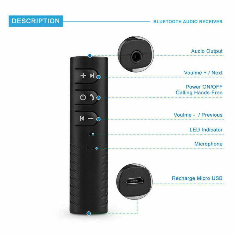 Wireless Bluetooth Receiver 3.5Mm AUX Audio Stereo Music Hands Free Car BT#153
