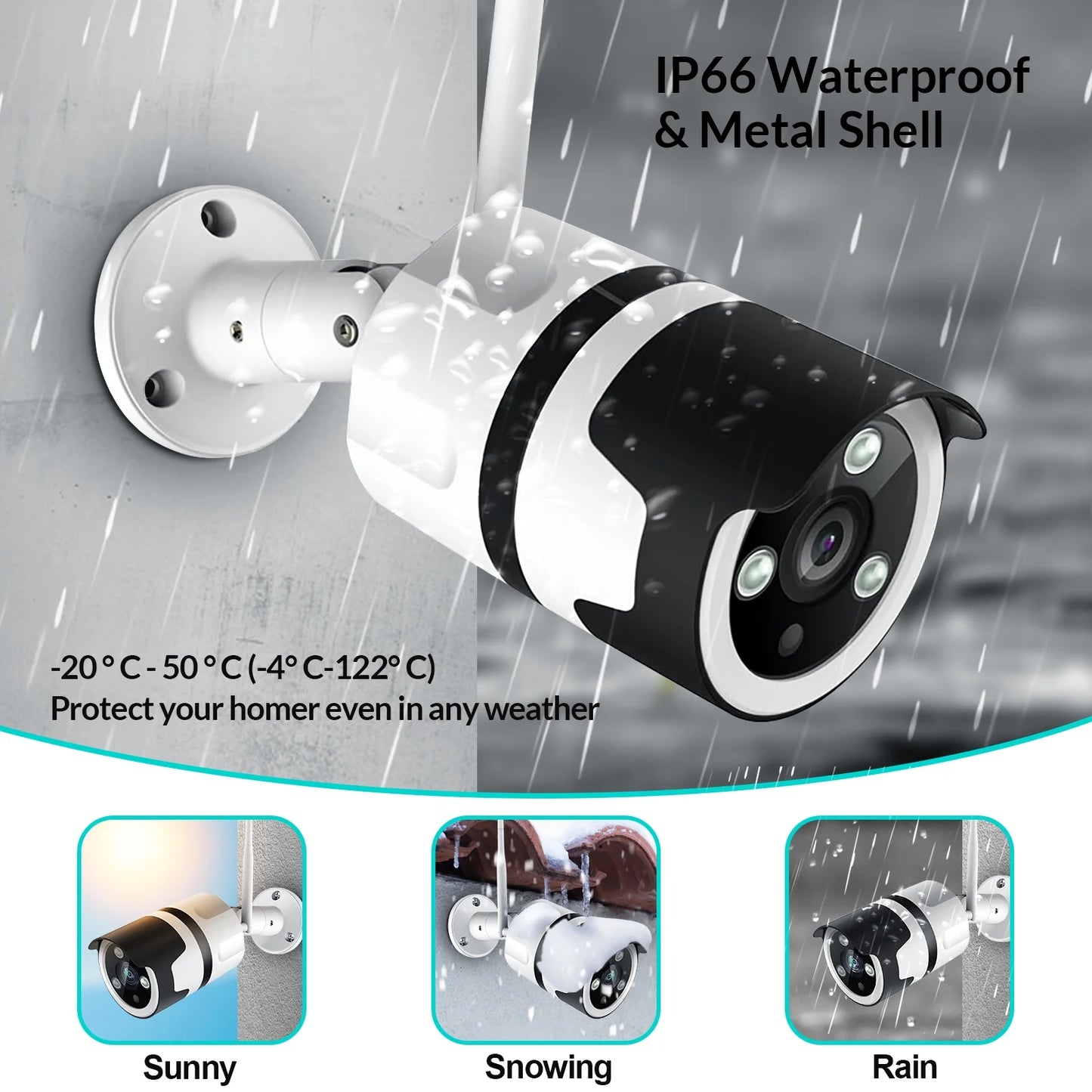 Security Cameras Wireless Wifi, 360° View Outdoor with Full Color Night Vision - Only for 2.4Ghz Wifi