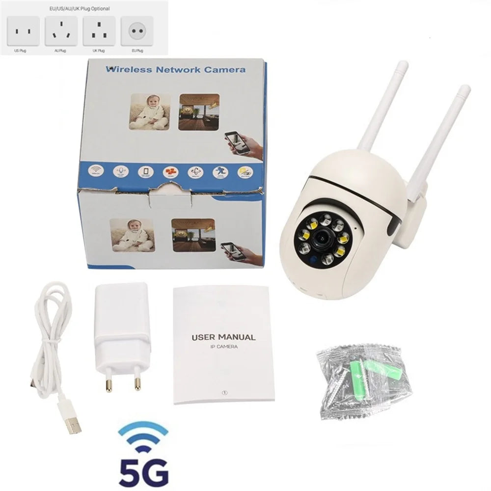 Advanced Wireless Security Camera System with 5G WiFi, Night Vision, Motion Detection, Auto Tracking, and Two-Way Audio