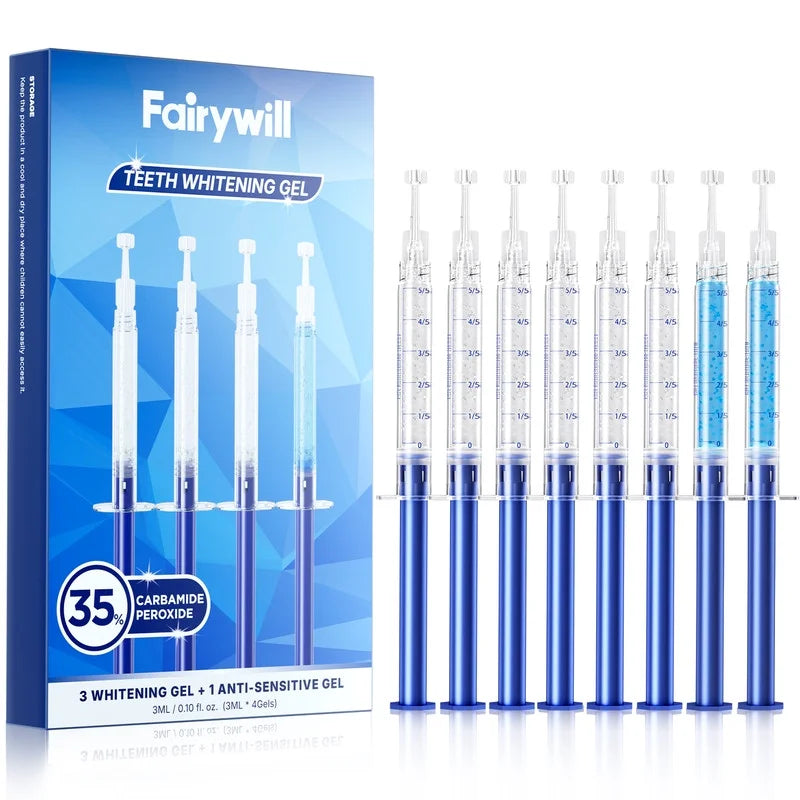 Super Whitening Gel for Sensitive Teeth, 3*3Ml Whitening Gel and 1*3Ml Anti-Sensitive Gel, Safe and Fast and Gentle Teeth