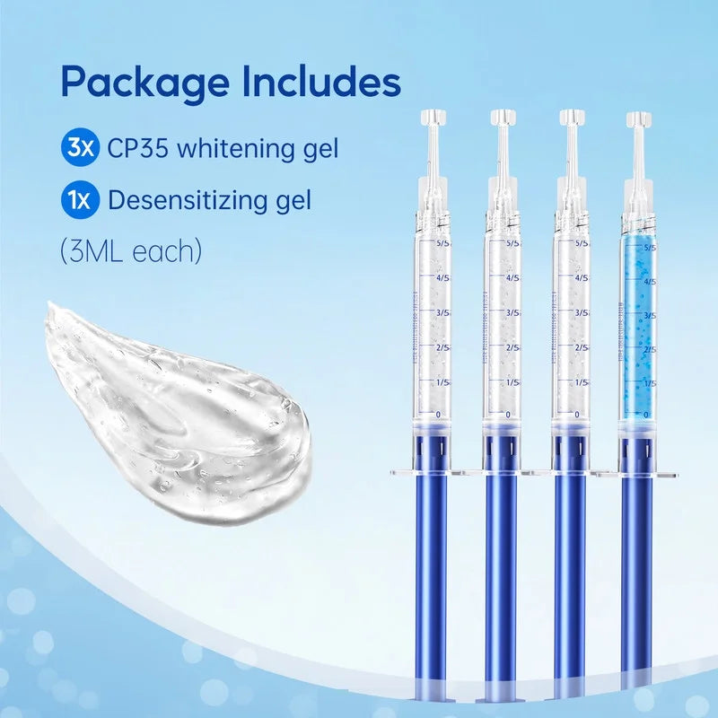 Super Whitening Gel for Sensitive Teeth, 3*3Ml Whitening Gel and 1*3Ml Anti-Sensitive Gel, Safe and Fast and Gentle Teeth