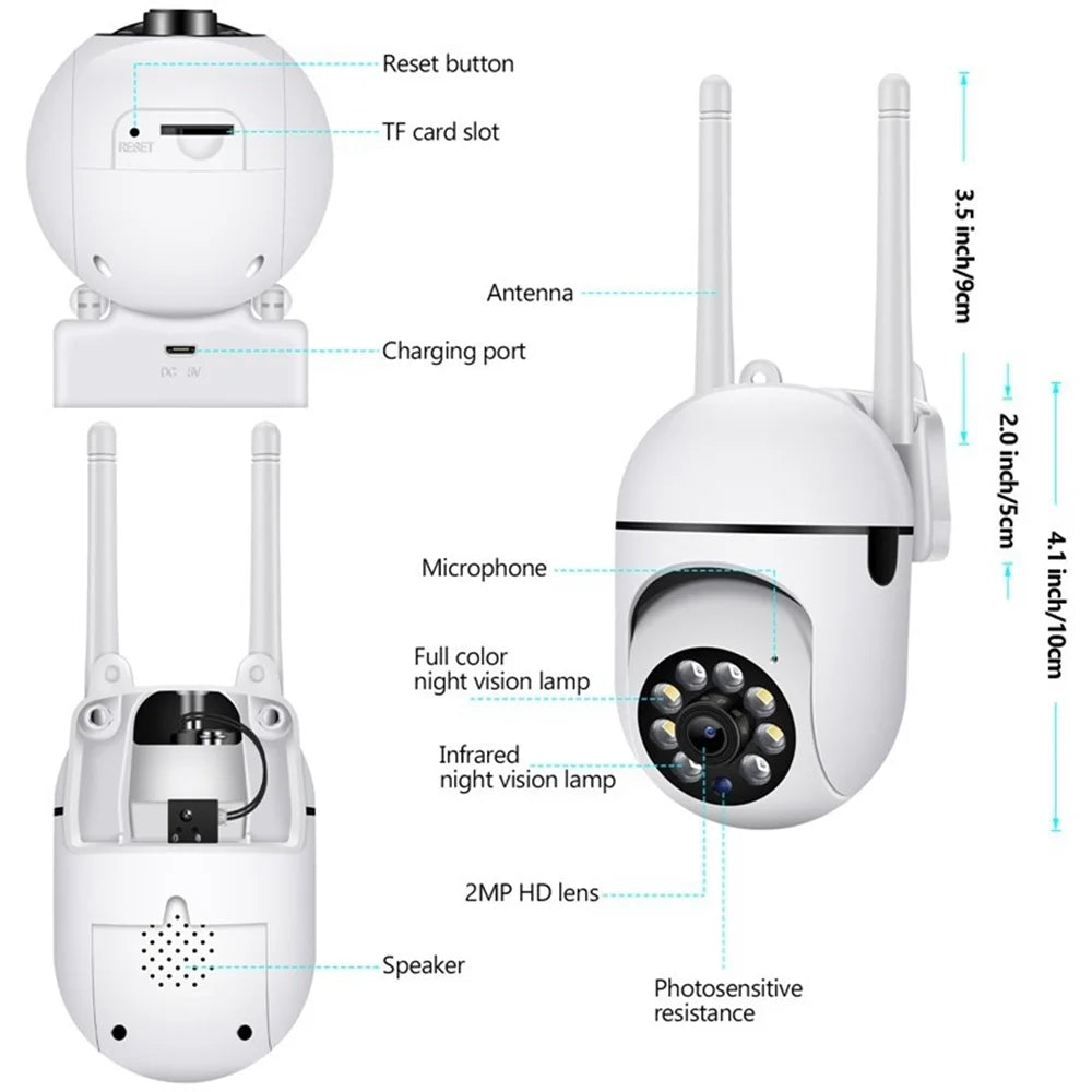 Advanced Wireless Security Camera System with 5G WiFi, Night Vision, Motion Detection, Auto Tracking, and Two-Way Audio