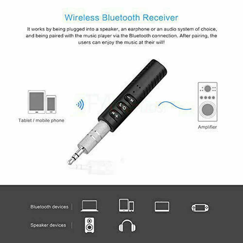 Wireless Bluetooth Receiver 3.5Mm AUX Audio Stereo Music Hands Free Car BT#153
