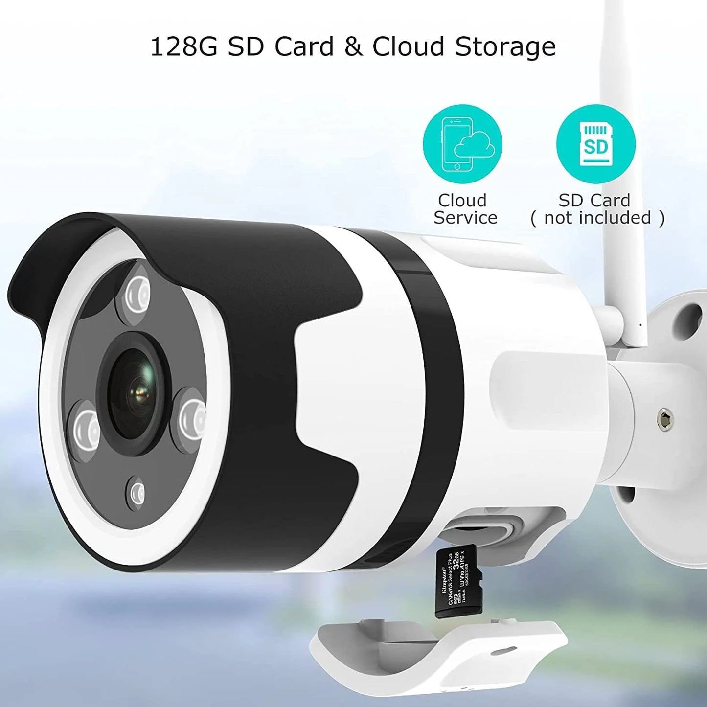 Security Cameras Wireless Wifi, 360° View Outdoor with Full Color Night Vision - Only for 2.4Ghz Wifi