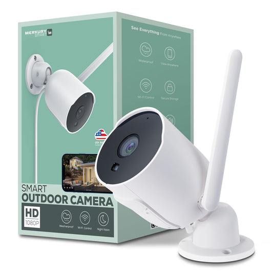 Outdoor Camera 1080P – Weatherproof Security Camera with Night Vision, White (1-Pack)